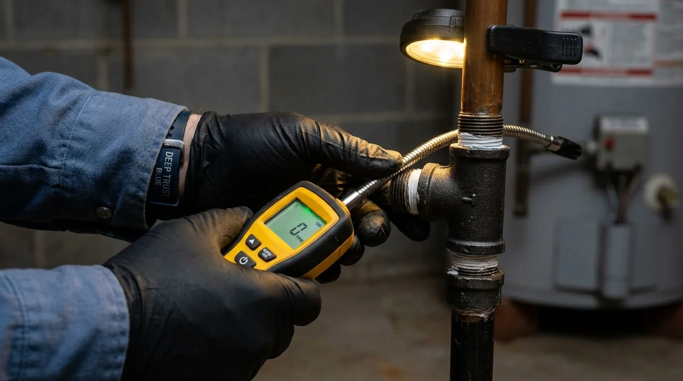 Gas leak detection with electronic sniffer by Johns Plumbing LLC in Union Point