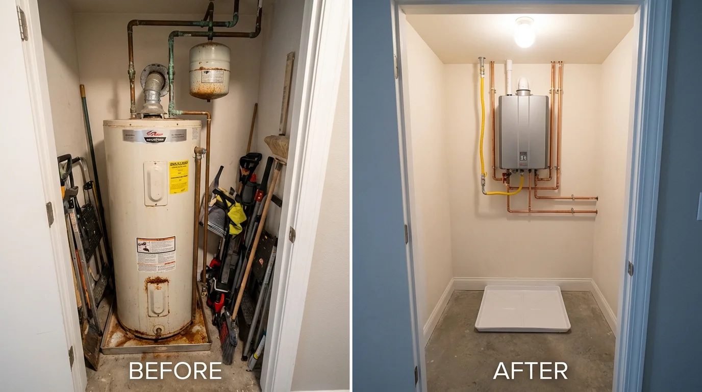 Tank water heater versus wall-mounted tankless unit comparison for Union Point, GA homeowners