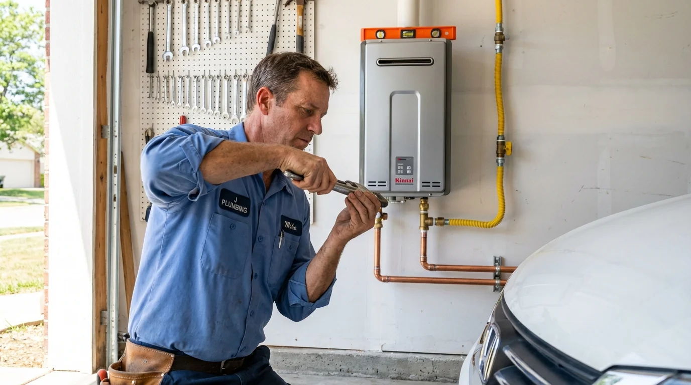 Tankless water heater installation by a Johns Plumbing LLC plumber in Union Point